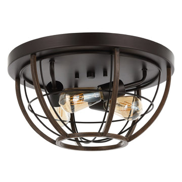 Lyla 15.75" Rustic Farmhouse Iron LED Flush Mount - JONATHAN Y